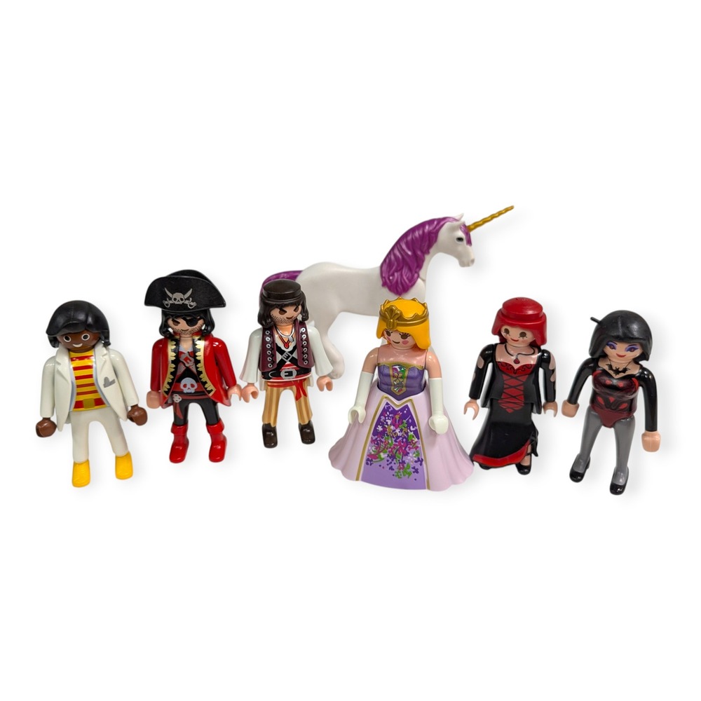 Playmobil Figure Lot Princess Pirate Vampire Unicorn‎ Figures 7pc Toy Set